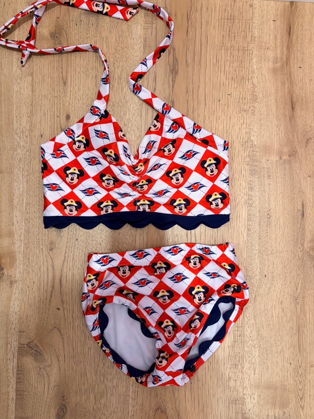 Disney Kids Red White Navy Mickey Bikini